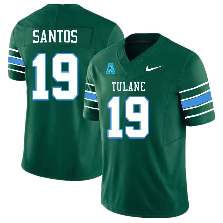 #19 Cairo Santos Tulane Green Wave Jersey College Football Uniforms,Apparels Stitched-Green